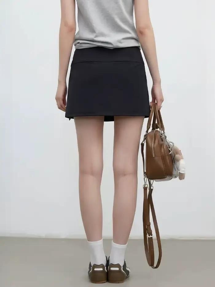 CHIC VEN Nouvelle Jupe Femme Coupe Trapèze Noire Fendue