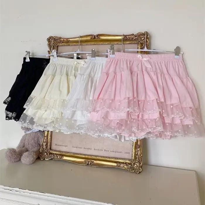 Mini-jupe rétro japonaise pour femmes, jupe vintage en dentelle, style Kawaii Lolita, jupe tendance des années 2000, tenues chics, nouveauté