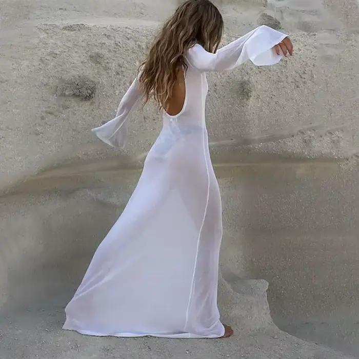 Robe Maxi en Maille Transparente pour Femme