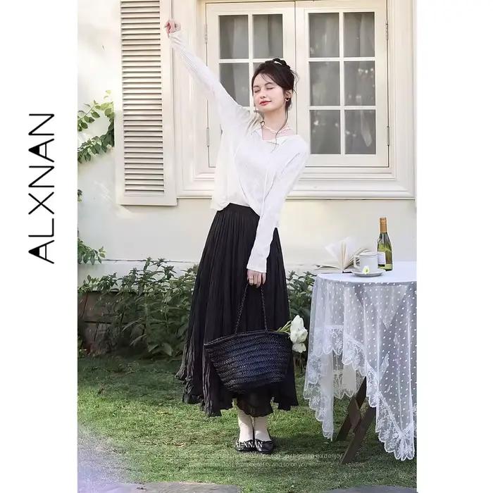 Jupe longue noire d'été pour femme ALXNAN