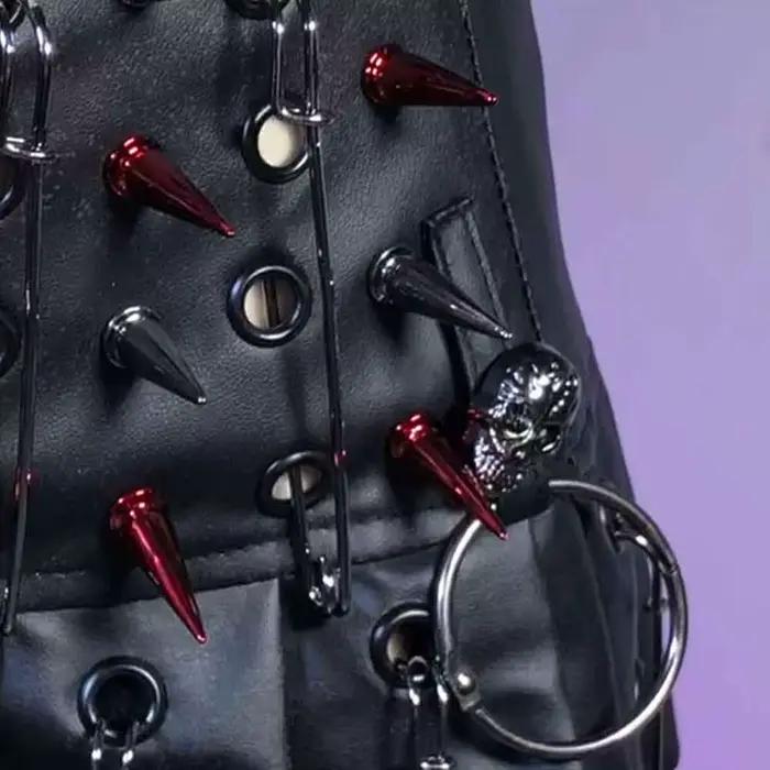 Mini-jupe gothique emo en cuir PU pour femme, style grunge punk rock, festival, rave, Y2K, vêtements alternatifs, adolescents, années 80, Vkei, jupes grunge