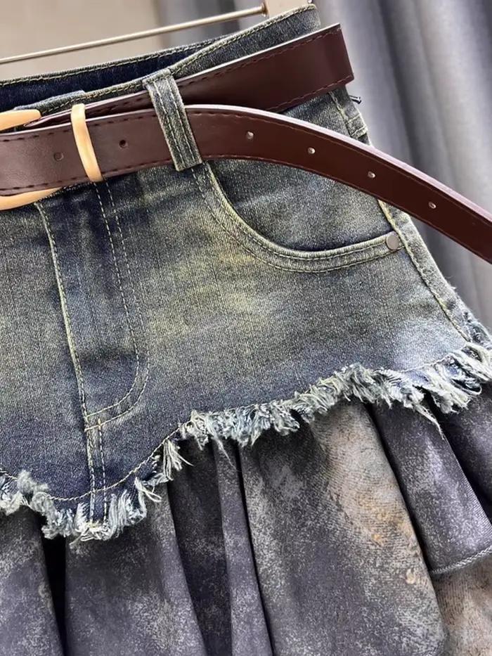 Jupe en jean épissé pour femmes