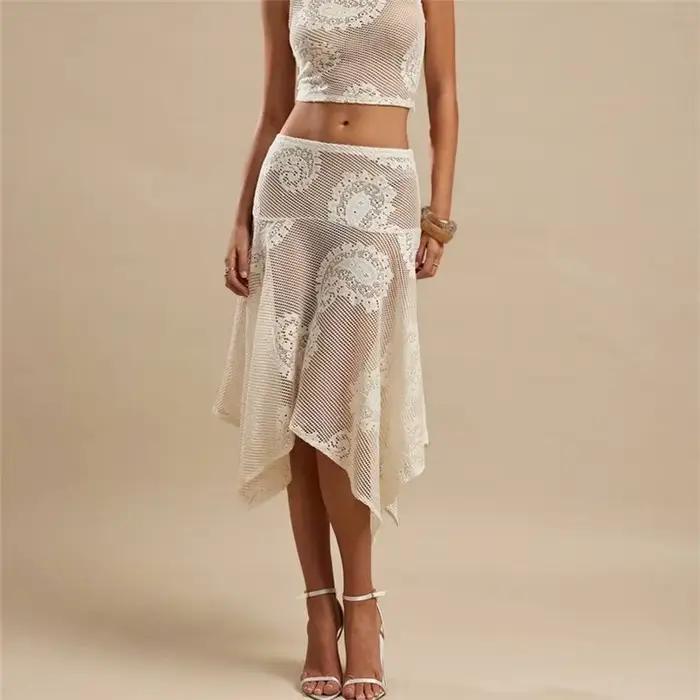 Jupe midi en dentelle Paisley pour femme