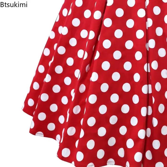 Nouvelle jupe plissée évasée à pois pour femme, style vintage 2026, taille haute, en coton, décontractée, grande taille, coupe trapèze, pour le quotidien