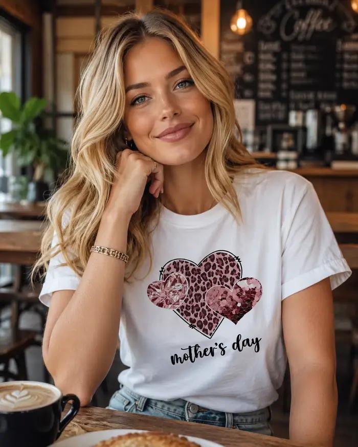 T-shirt imprimé léopard et cœur