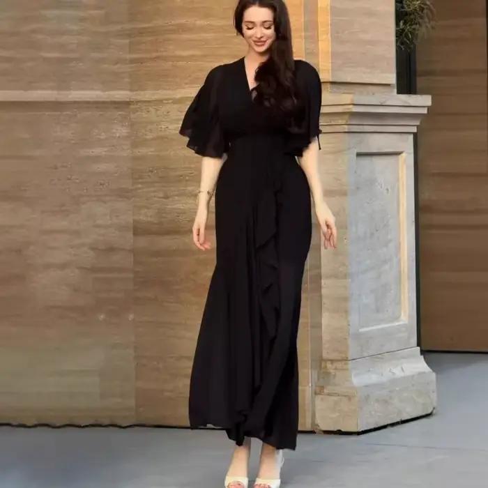 Robe longue unie pour femme