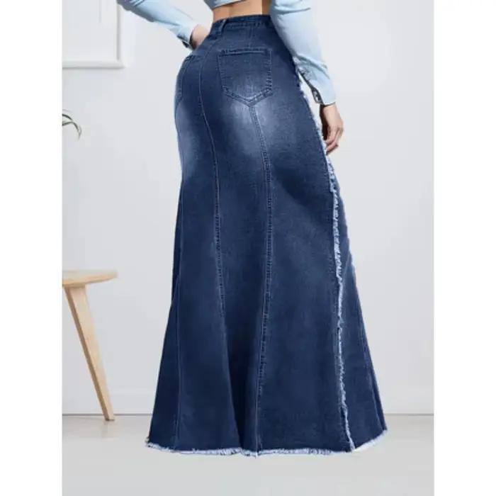 Jupe en jean stretch taille haute pour femme