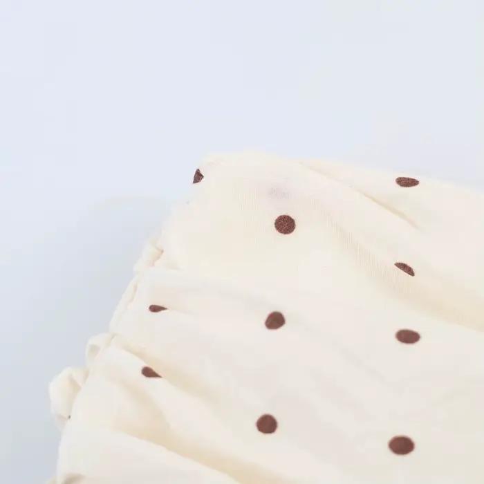BSAY Nouvelle jupe-short beige à pois pour femme, taille haute, plissée, à volants, superposée, mini-jupe décontractée d'été pour la plage avec doublure
