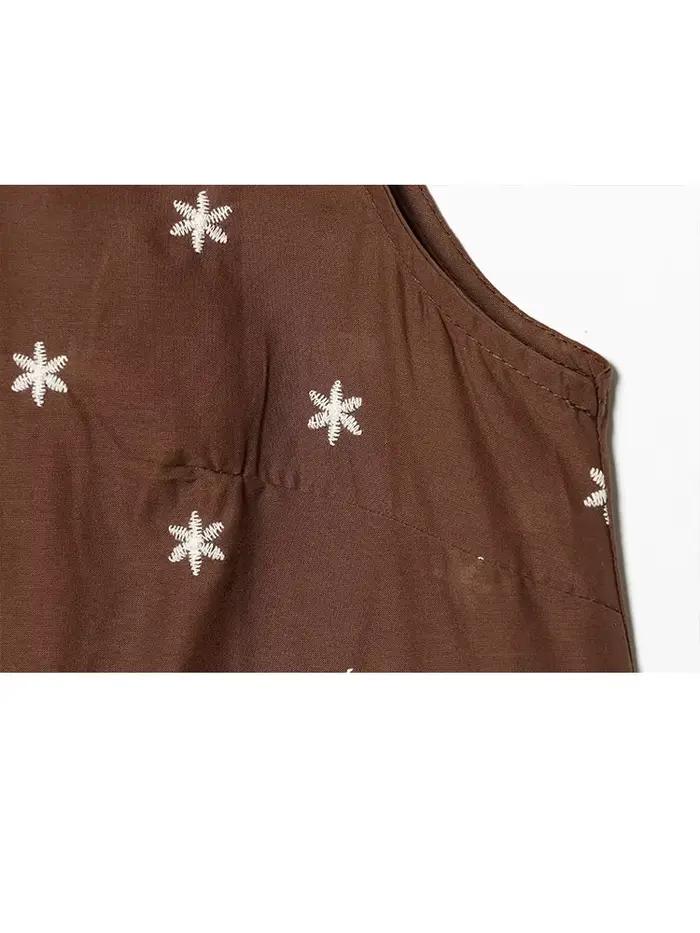 Ensemble jupe de vacances pour femme HH – Haut court sans manches à col rond et broderie ajourée +