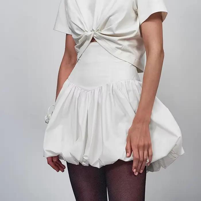 Mini jupe plissée taille haute pour femme