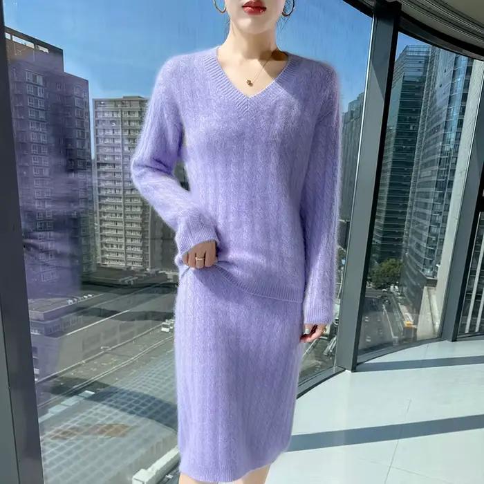 Jupe pull en laine de vison pour femme