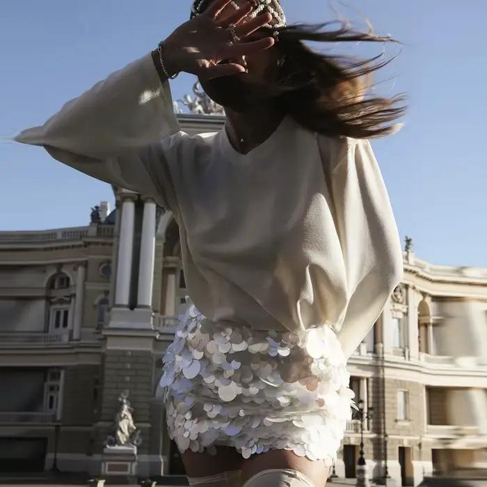 Mini-jupe de fête à sequins, jupe d'anniversaire tendance pour femmes