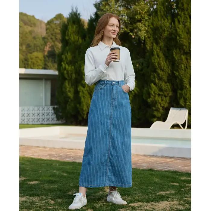 Jupe en denim de coton pour femme AP SS26, élégante