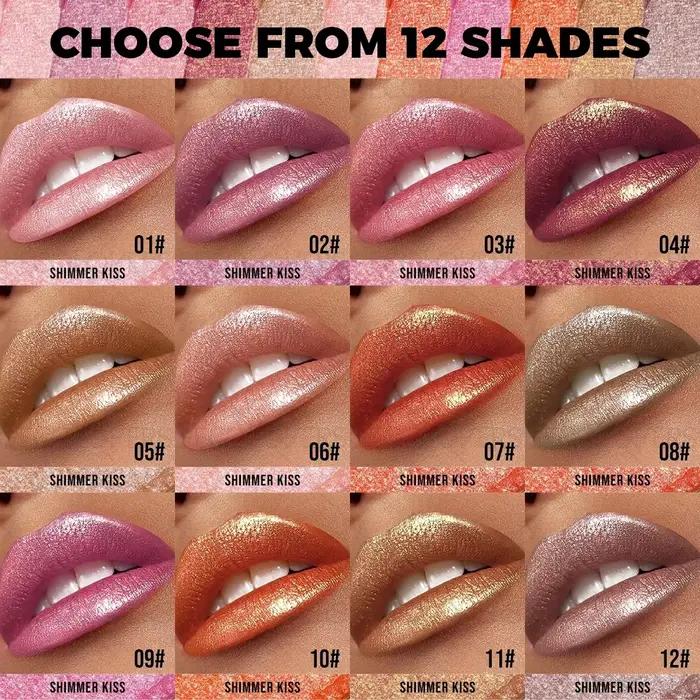 1PC Rouge à lèvres nacré scintillant, brillance éclatante, effet métallique, brillant à lèvres longue durée, texture brillante, maquillage pour soirée et rendez-vous