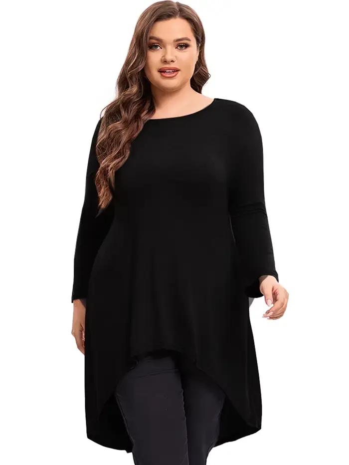 Tunique ample à manches longues pour femmes, grande taille, chemisier, Long, coupe basse, évasée, grande taille, 5XL, 6XL, 7XL, 8XL