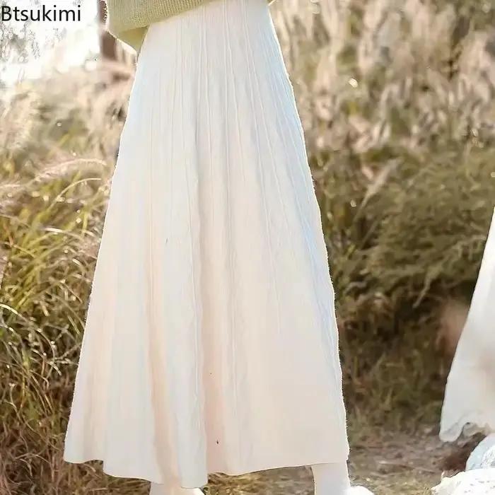 Jupes tricotées chaudes femelles taille haute décontractées en coton et polyester pour automne et hiver occasions spéciales et soirées élégantes