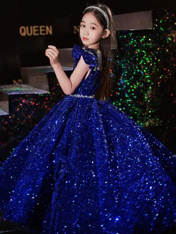 Robe longue princesse à paillettes pour filles