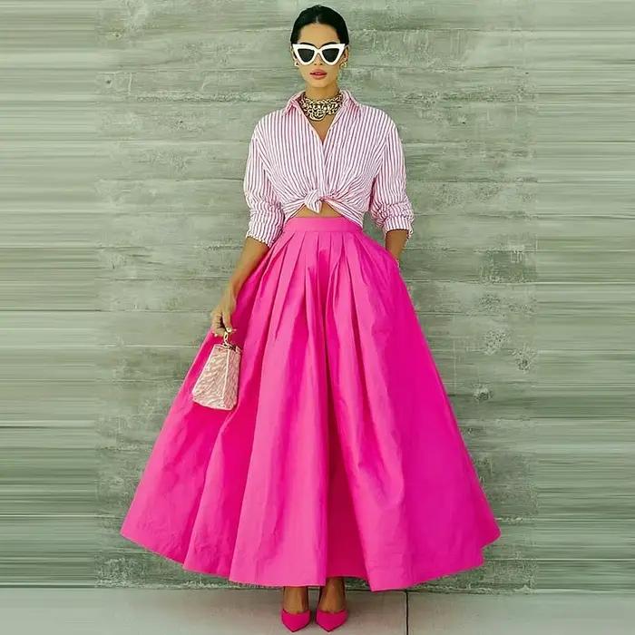 Jupe longue maxi fuchsia pour femme