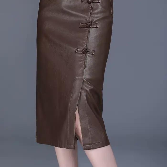 Jupe en cuir PU pour femme