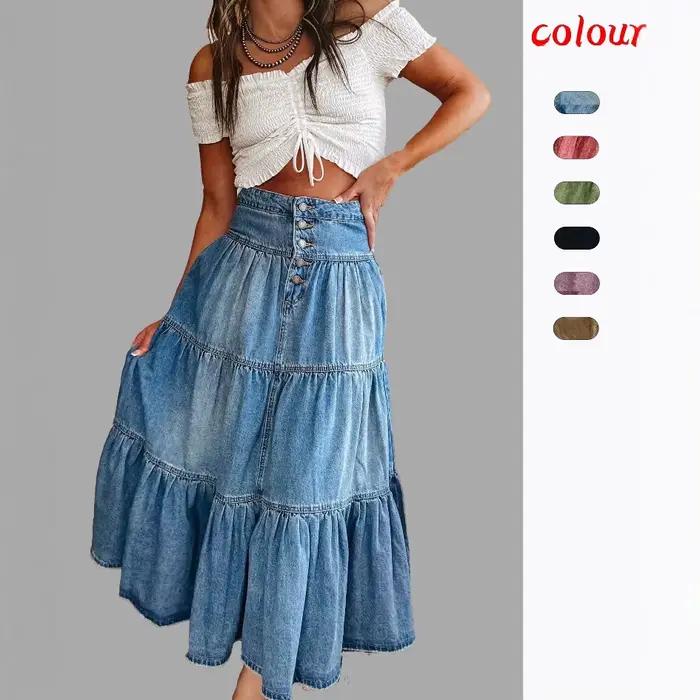 Nouvelle Jupe en jean style bohème pour femme
