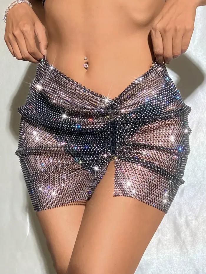Jupe résille à strass pour femmes