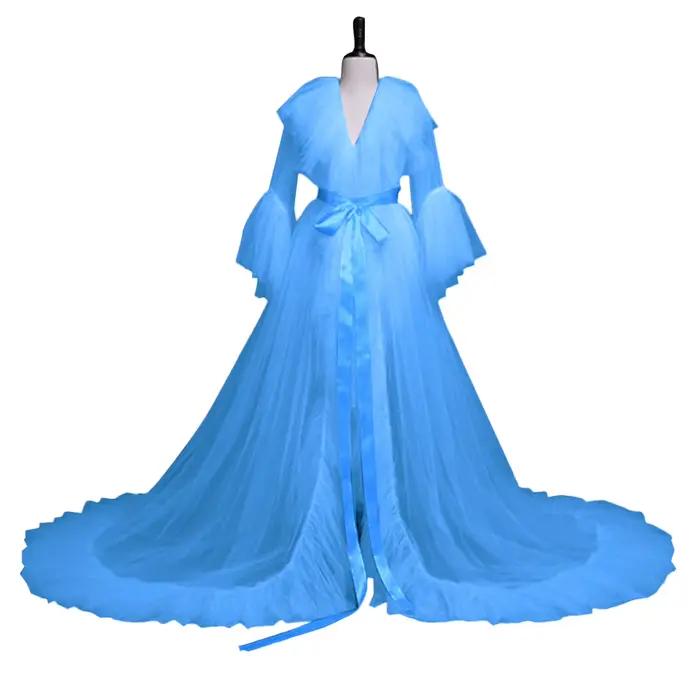 Femmes Robe de mariée dentelle Lingerie mode Sexy Tulle Robe longue Lingerie chemise de nuit peignoir vêtements de nuit pour femme expédition rapide