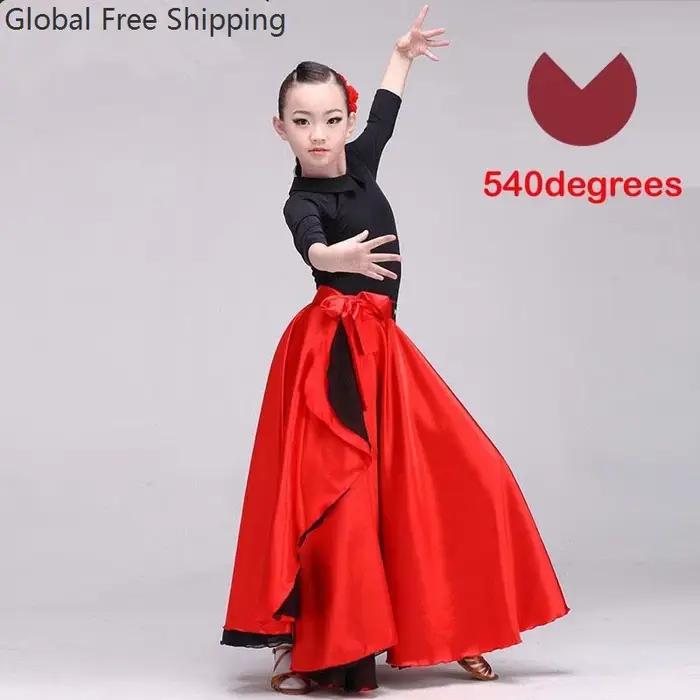 Flamenco espagnol châle jupe femmes adulte sevillana Performance danse noir grande taille femme filles Satin carnaval ballerine robe
