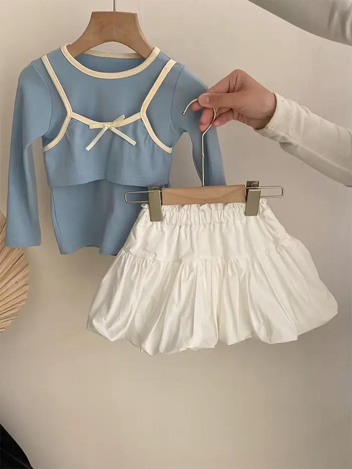Jupe à bourgeon de fleur blanche pour filles