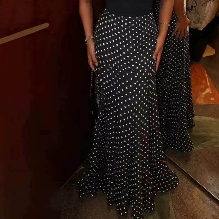 Jupe longue sirène élégante à pois pour femme