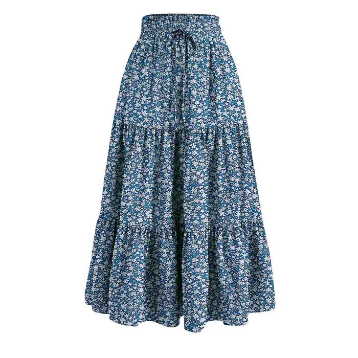 Jupe florale rétro nouveau Style coréen taille haute plissée jupe trapèze mode décontracté bureau dame tout-match tempérament jupe mince