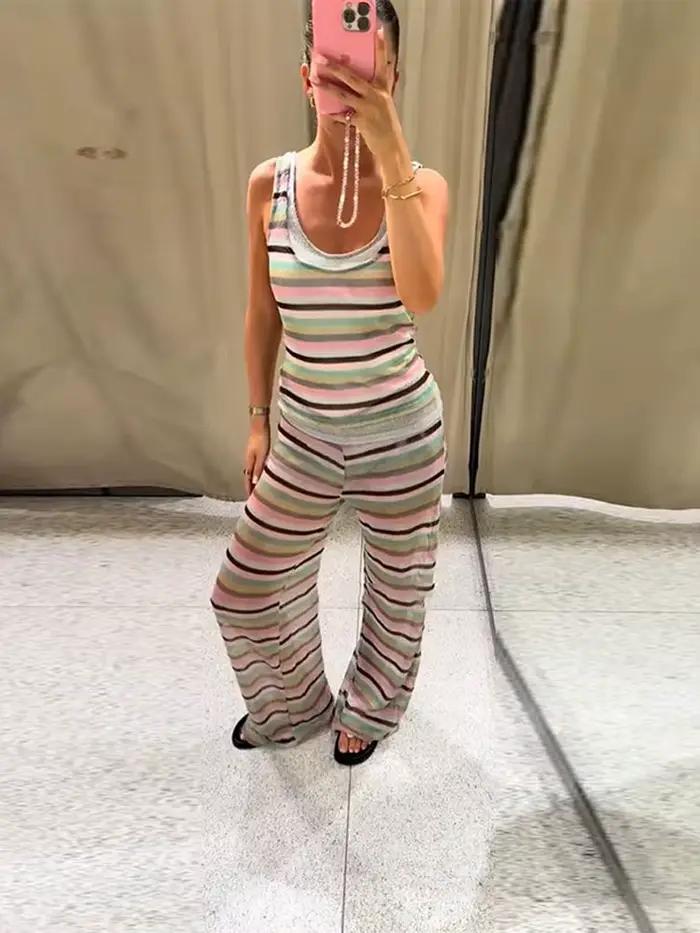 Robe longue rayée pour femmes