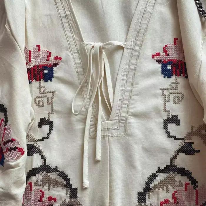 Robe midi brodée d'inspiration bohème pour femme, col en V, manches longues, robe d'été décontractée, vintage, nouvelle collection 2026