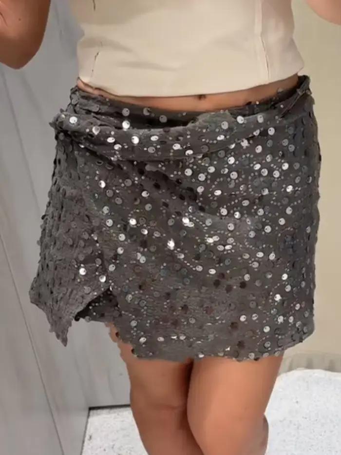 Mini jupe à paillettes pour femmes