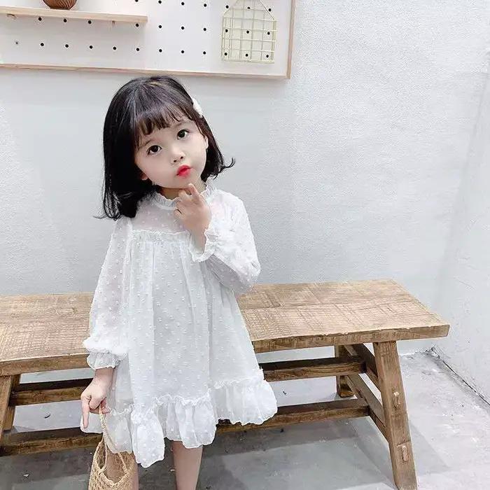 Printemps automne fille robe blanche