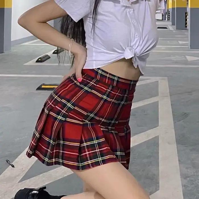 Mini Jupe Plissée à Carreaux pour Femme