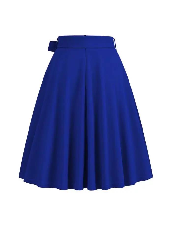 Jupe trapèze taille haute pour femme, jupe longue mi-longue rétro vintage, monochromatique, élégante, années 50