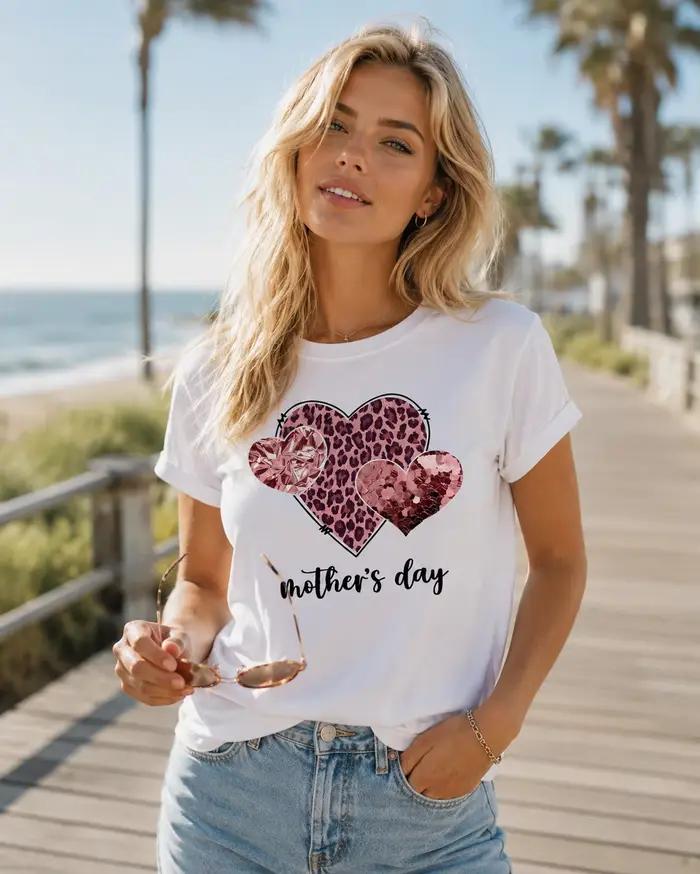 T-shirt imprimé léopard et cœur