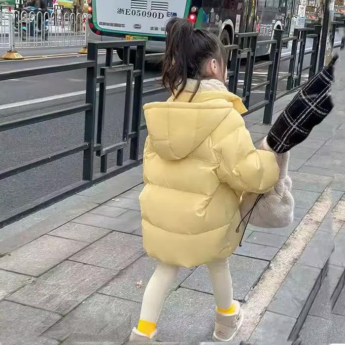 Veste en coton mi-longue ample pour filles, nouvelle collection hiver 2026, veste matelassée épaisse