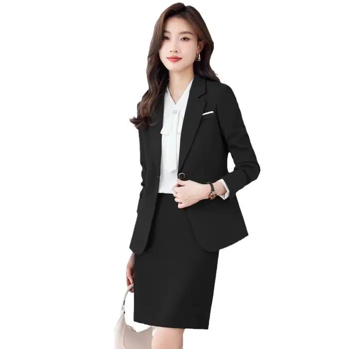 Ensemble de costume bleu pour femme – Nouvelle collection printemps-automne-hiver – Uniforme de travail professionnel haut de gamme – Manteau élégant et distinctif