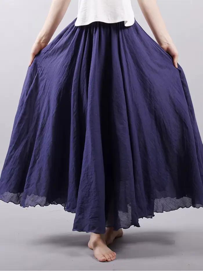 Jupe maxi en lin taille haute pour femmes