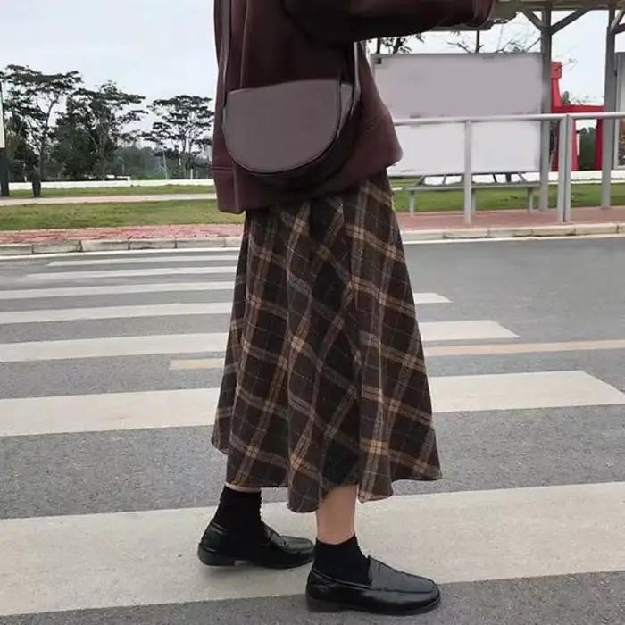 Jupe à carreaux rétro taille haute