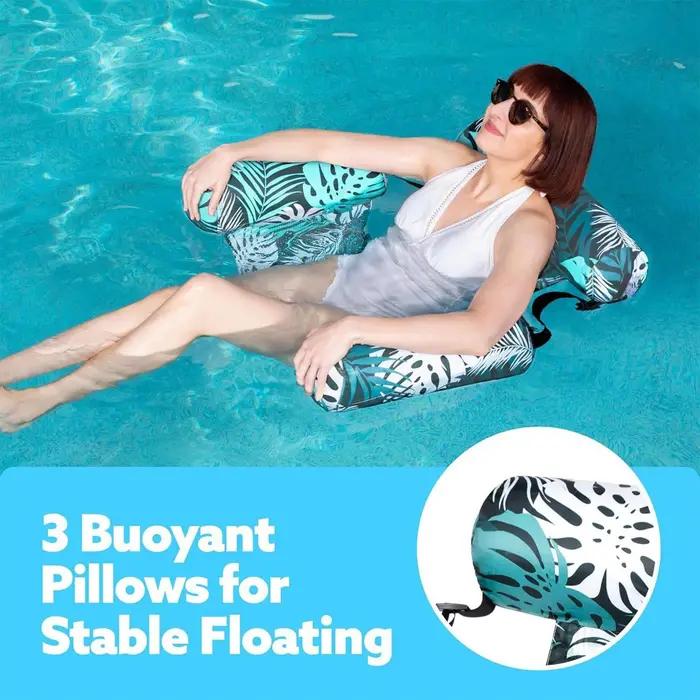 Chaise longue gonflable pour piscine d'été, siège flottant facile à transporter, canapé flottant relaxant pour hommes et femmes, activité aquatique en plein air