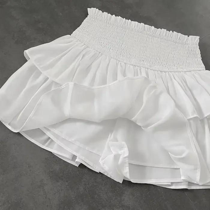 Jupe taille haute à volants pour femme
