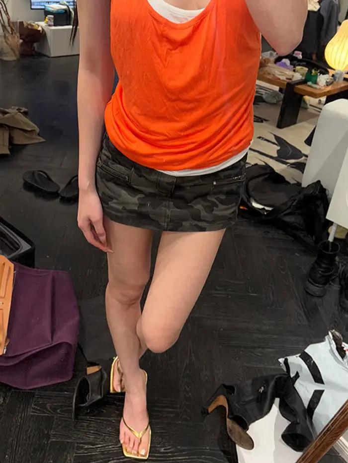 Jupe en jean mini camouflage pour femme été 2026