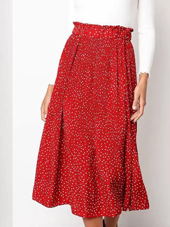 Jupe mi-longue plissée à imprimé Floral pour femmes, taille haute élastique, poches latérales, bas féminin élégant, été 2023