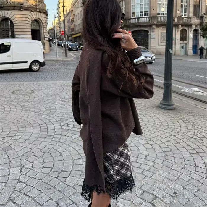 Jupe en dentelle à carreaux pour femmes