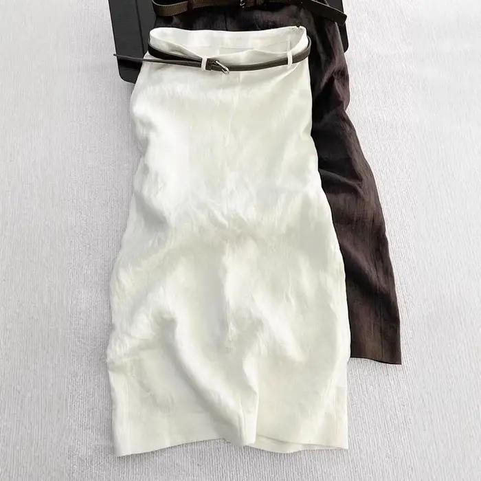 Jupe Midi Trapèze Élégante en Lin Pour L'Été Design Unique et Tendance Pour Femme Occasions Spéciales Polyvalente Douce et Respirante