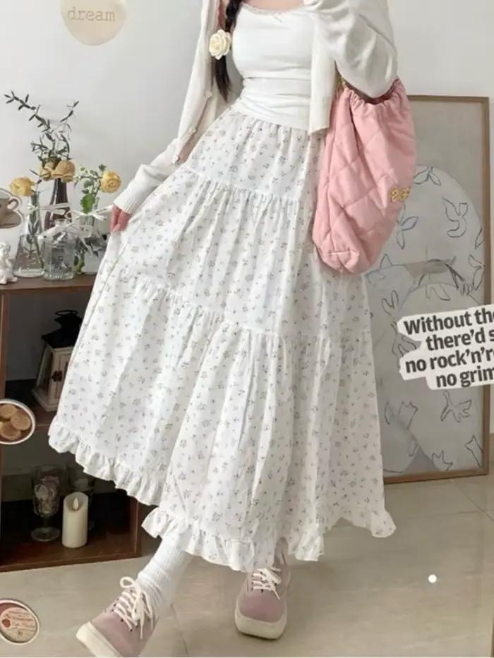 Jupe trapèze florale pour femme