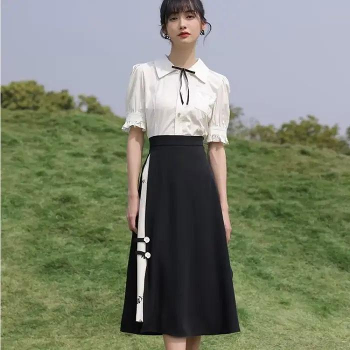 Jupes taille haute de style chinois pour femmes