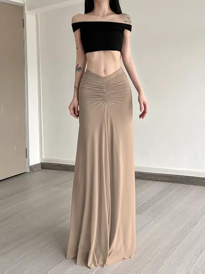 Jupes longues de couleur unie pour femmes